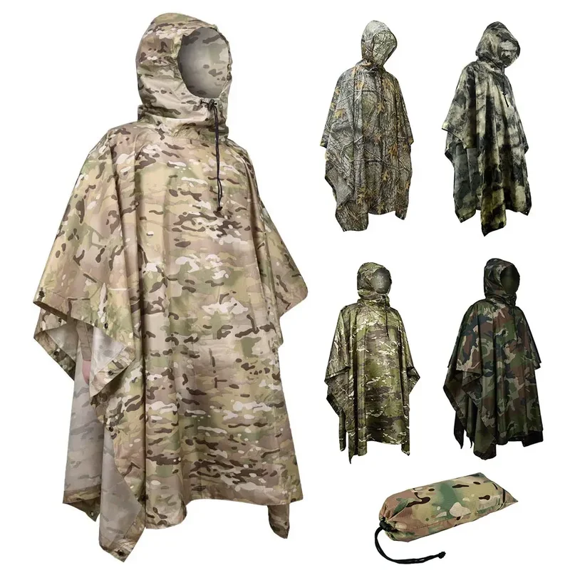 AliExpress - Camouflage Taktischer Regenmantel für Herren, tragbar, faltbar, für Erwachsene, Armee, wasserdicht, bedeckt, Militär-Poncho, Damen-