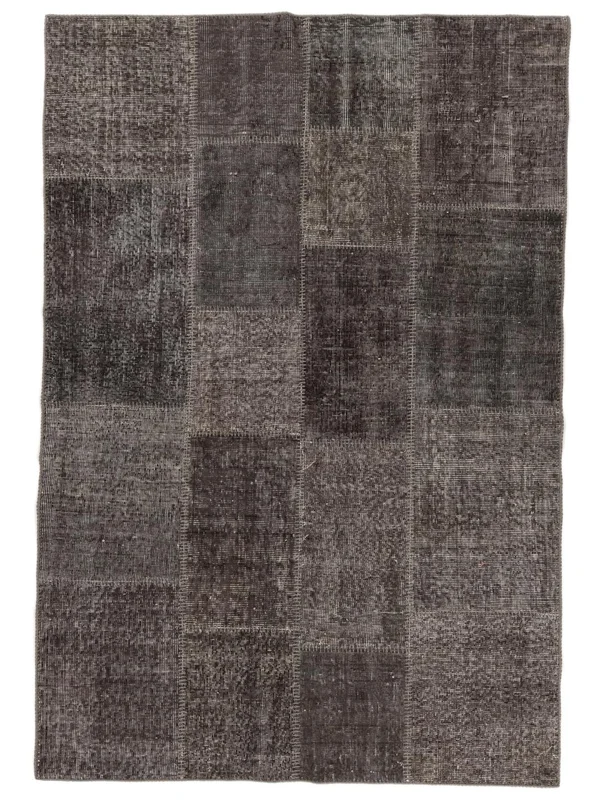 Patchwork Teppe 140X200 Svart/Brun Ull