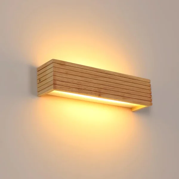 Innendørs vegglampe i tre, LED vegglampe, opp- og nedveggbelysning, moderne vegglampe for soverom, kjøkken
