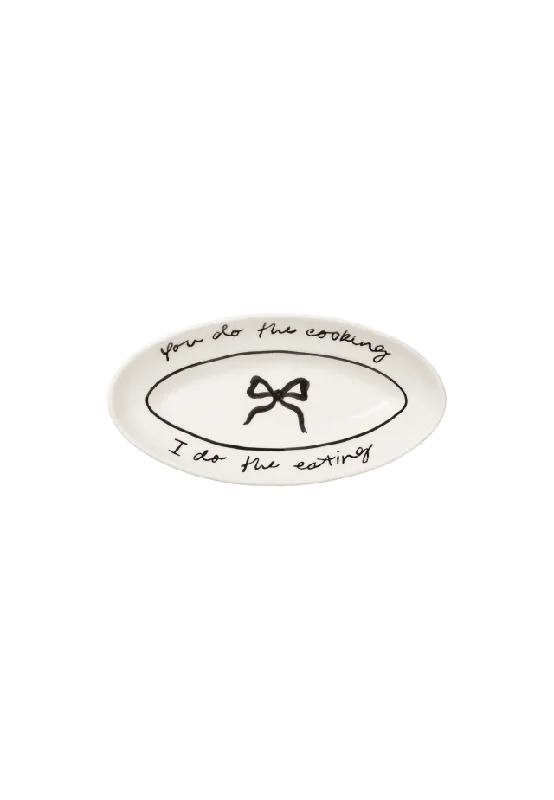 Pick A Poppy Bow Litet Serveringsfat - 26 Cm Glas & porslin Svart