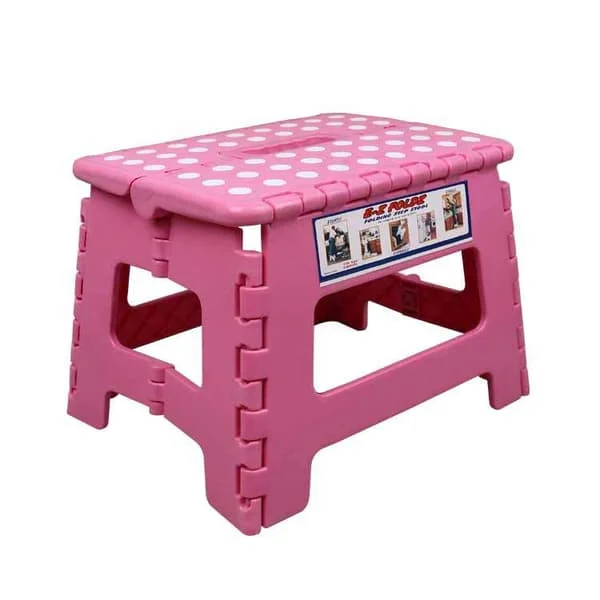 Sammenleggbar krakk, klatrehjelp (rosa), fotskammel, for hage, kjøkken, bad, 150 kg, sammenleggbar, for barn og voksne