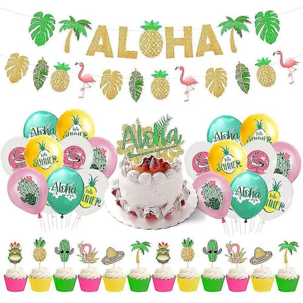 Flamingo Ballongsett Tropiske Palmer Hawaii Tema Luau Bursdag Bryllup Baby Shower Festdekorasjoner Rekvisita