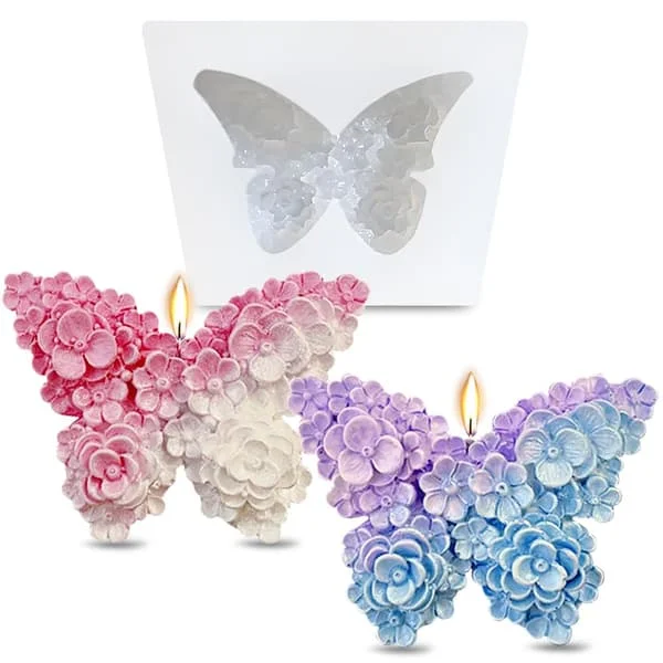 3D Flower Butterfly Silicone Molds, Epoxy Resin Candle Wax Soap Plaster Molds, DIY Scented Candle & Fondant Cake Decor, Chocolate C