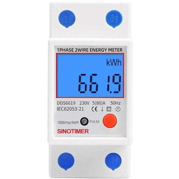 Yksivaiheinen sähkömittari. XU. MID-sertifioitu. 45A max modulaarinen. Yksihintainen. LCD-näyttö. - KZQ