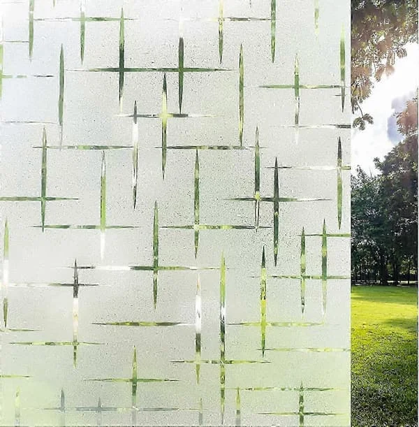 Glas Isblomma Glasfilm Linjetryckt Fönsterfilm Glaslyft Fönsterfilm Polyeten PVC Fönsterfilm Självhäftande Dekorativ Film (2 x 8 fot) 20