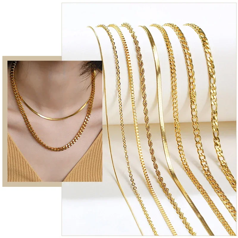 AliExpress - Colliers ras du cou en acier inoxydable pour femmes, chaîne en corde minimaliste, couleur or, métal, usage quotidien, bijoux de 