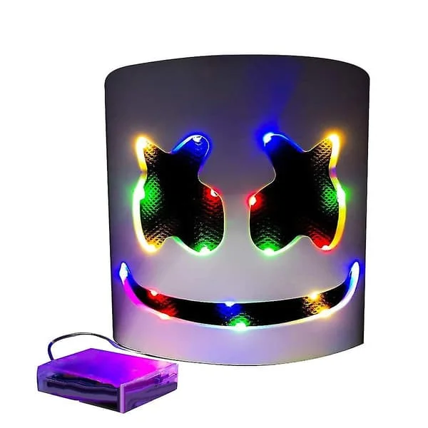 Marshmello LED Maske DJ Cosplay Hjelm Marshmello Kostyme Maske Lysende LED Maske Party Cosplay Maske Fargerik (FMY)