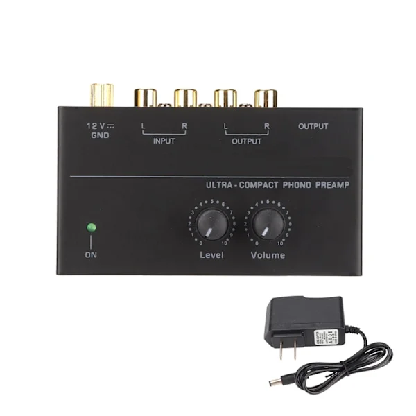 PP500 Phono-forforsterker Lavstøy Stereo RCA-inngang RCA-utgang Knottkontroll Mini platespiller-forforsterker 100‐240V US-plugg