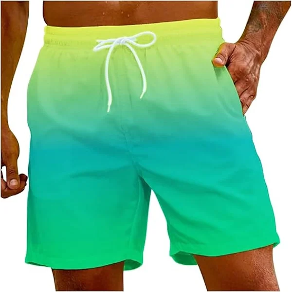 Herre Shorts Snøre Shorts Herre Shorts til Mænd med Lommer Strandtøj Mænd Gradient Print Strand Casual Bukser