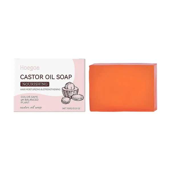 Økologisk Castorolie Shampoo Bar til Hårvækst, Natura Kokosolie Balsam Skånsom Rens til Fedtet og Tørt Hår og Hovedbund Fugtgivende og Styrkende