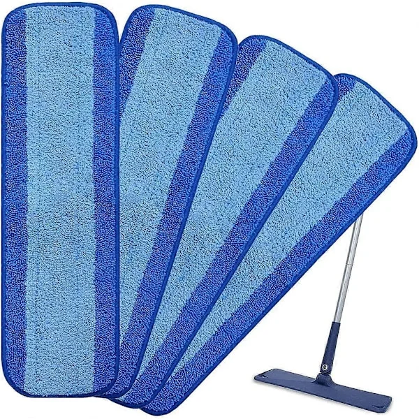 4-pack Mikrofiber Rengöringspads för Spraymopp Ersättningspads, Mopphuvuden Ersättningspad Dukar för Mikrofibermopp, Maskintvättbar & Återanvändbar 