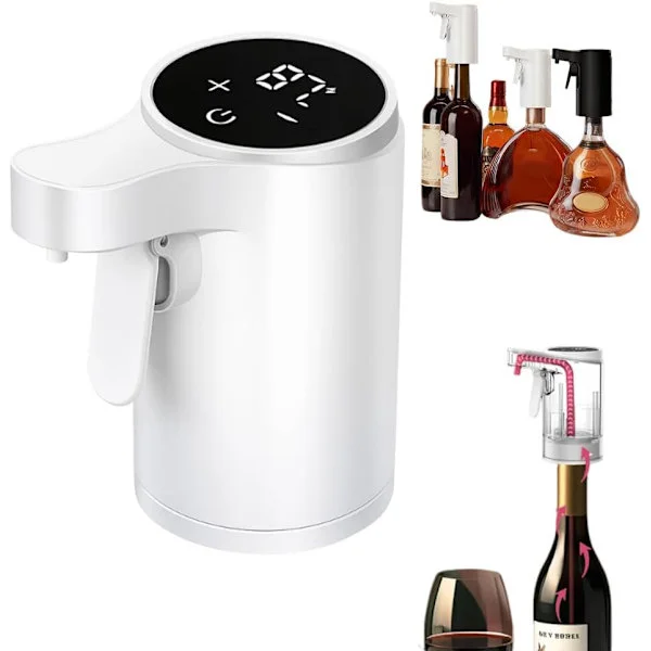 Elektrisk vinkaraff med luftpump, USB-uppladdningsbar automatisk vinkaraff, justerbar dosering smart whiskeyhällare