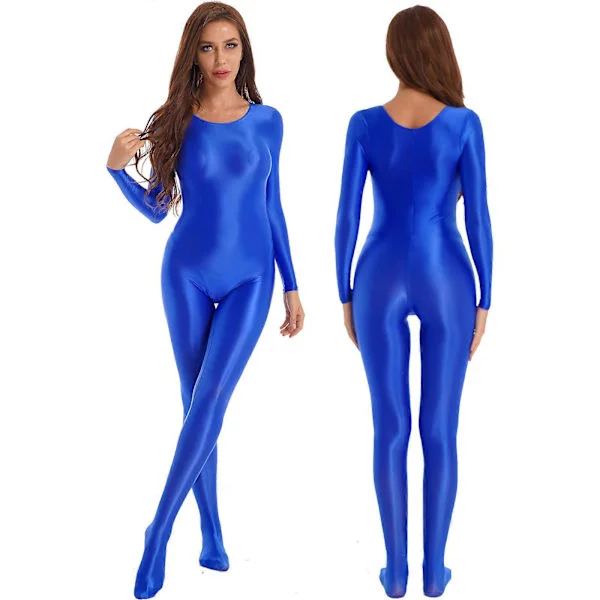 9 farver Sexet Dame Blank Badedragt Badetøj Langærmet Teddies Bodystocking Silkeagtig Heldragt Jumpsuit Udslæt Beskyttelse