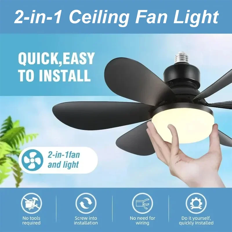 AliExpress - Ventilateur de plafond 40W avec lumière, 20,5 pouces, ventilateurs de plafond à visser avec éclairage, petit ventilateur de plafond avec 