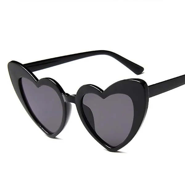 Solglasögon Hjärta Solglasögon Kvinnor Cat Eye Solglasögon Retro Kärlek Hjärta Forma Glasögon Svart