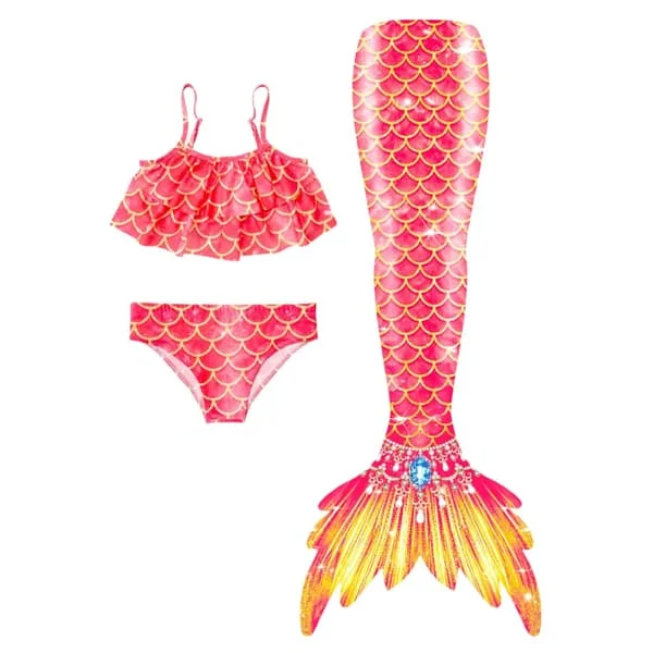 8 Pieces Girls Mermaid Tail Swimsuit Set Ruffle Top Bikini Bottoms Fishtail Swimwear Kids Beach Pool Bathing Suit 3-16 Years 237 237-FX- 237 120