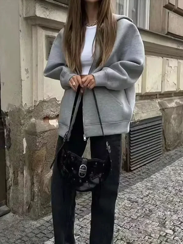 AliExpress - HH Herbst Winter frauen Zipper Hoodie Mantel High Street Doppel Taschen Oversize Jacke Lose Sweatshirts Oberbekleidung Top