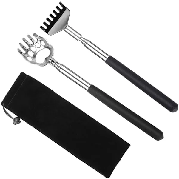 2x jatkettava selkäraaputin - 2 kpl vakaalla ruostumattomasta teräksestä valmistetulla selkäraaputtimella, jossa 58 cm pitkä teleskooppivarsi, 2 