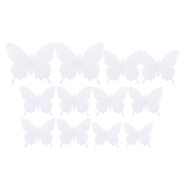 Vægindretning 12-pakke sommerfugle 3D Wall Decal Stickers Wall Decor (White) t