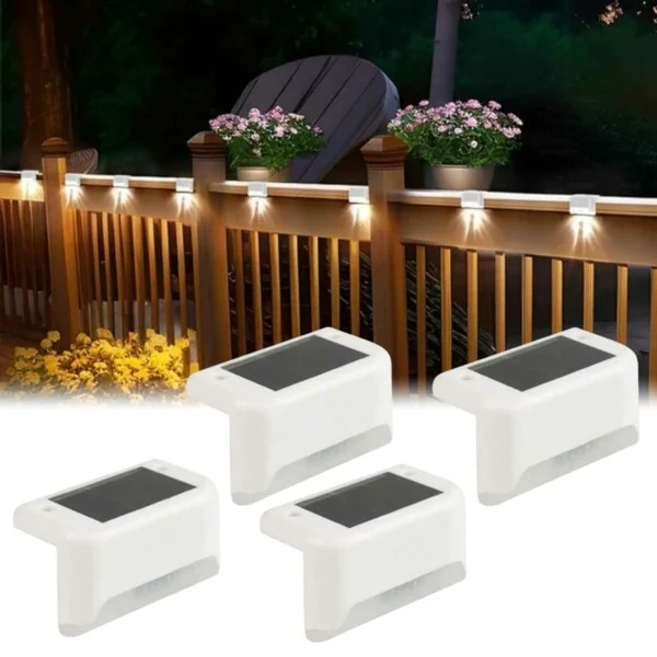 4-Pack Solcellsbelysning för Trapp, Altan och Räcke Vit