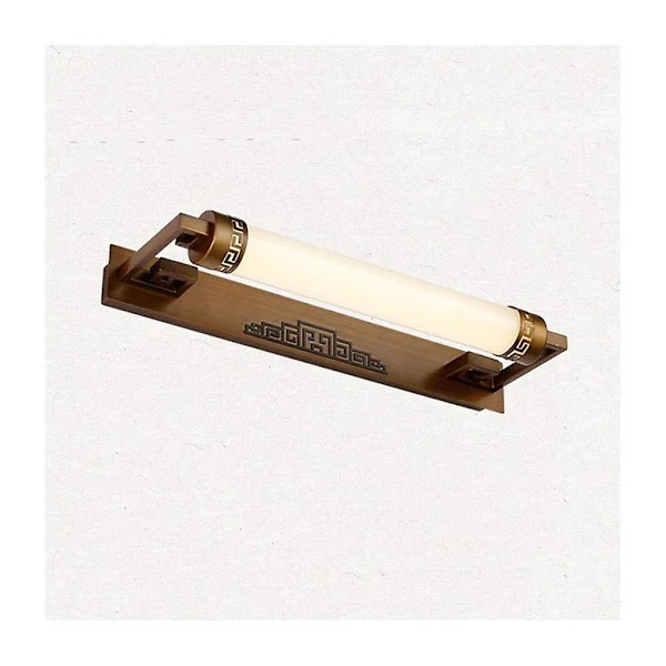 Speilformet LED-lys Bad Toalett Sminkebord Fuktighetsbestandig Speil Enkelt Retro Speilskap Lys Kobber, Speil Lampe (farge: Hvitt lys