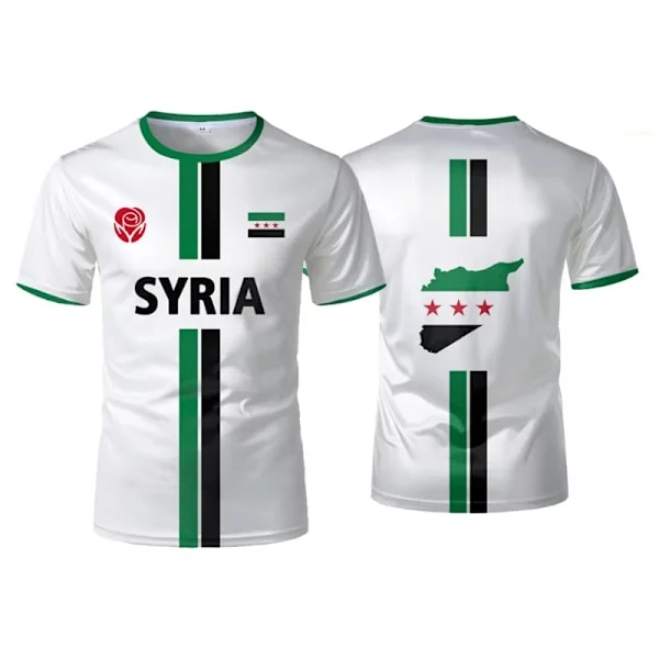 Syria Fotball T-skjorter Menn Sport T-skjorter Syrisk Flagg Oversized Topper Unisex Uformelle Grafiske T-skjorter Y2k Menn Gave