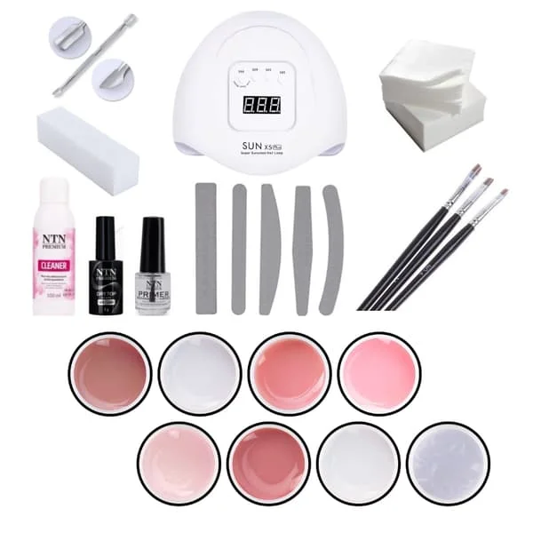Gele negle startsett 23 deler med 150W UV/LED-lampe, 8 geler