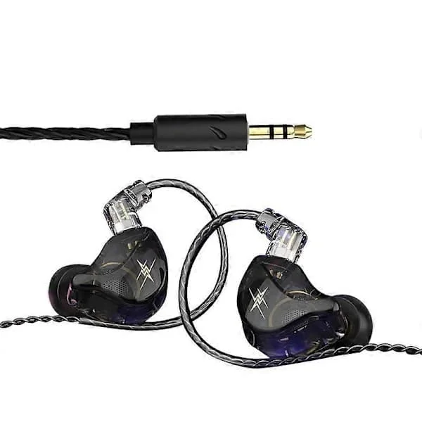 2 pcs QKZ ZXT Wired Earphones Ergonomic with/without Microphone TPE 10mm Moving Coil In-ear Headphones for Gaming JIKAIX Black Without Microphone