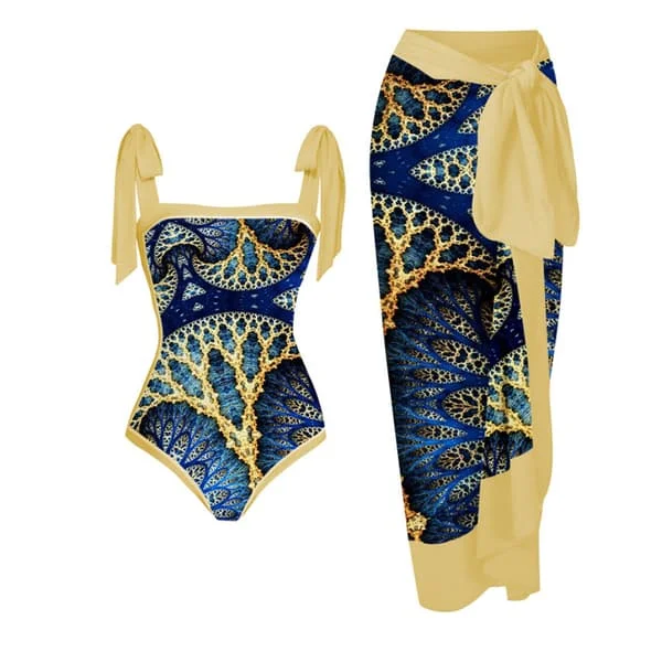 2026 Kvinnor Baddräkt Bikini Baddräkt Topp Klänning Set Blomstermönster Dam Baddräkt Tvådelad Kostym Mode Dam Baddräkter