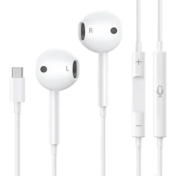 Kablede hodetelefoner kompatible med iPhone 17/17 Air/17 Pro/17 Pro Max - in-ear-hodetelefoner med mikrofon og volumkontroll