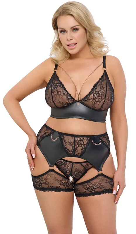 Cottelli Collection Plus: Lace set Black Plus Size - Erotik Vuxen: Plus size