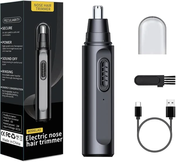Unisex nenäkarvatrimmeri, USB ladattava sähköinen nenäkarvatrimmeri ammattimaisilla IPX7 vedenpitävillä kaksipuolisilla terillä.