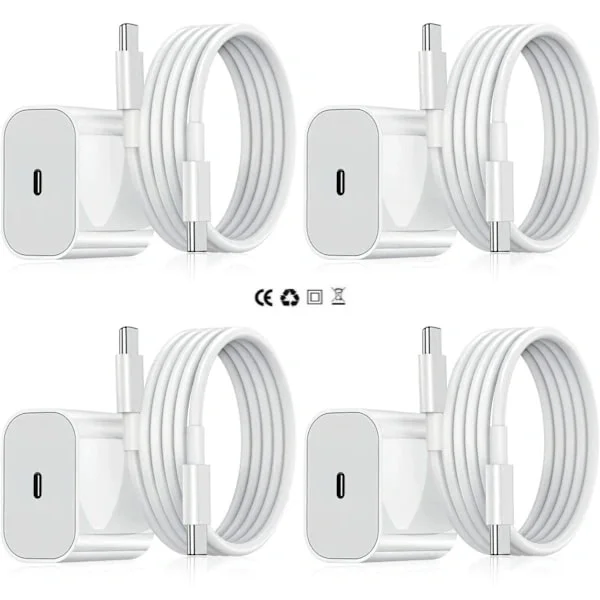【YD】Charger for Samsung - Fast Charger - Adapter + Cable 20W USB-C White 3-pack Samsung(NT) 3-pack Samsung (20w White) 3-Pack