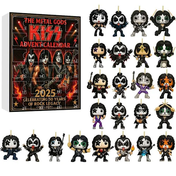 Kiss Band Julekalender Overraskelsesgave til juledekorationer og gave, julekalender, til fans eller børn