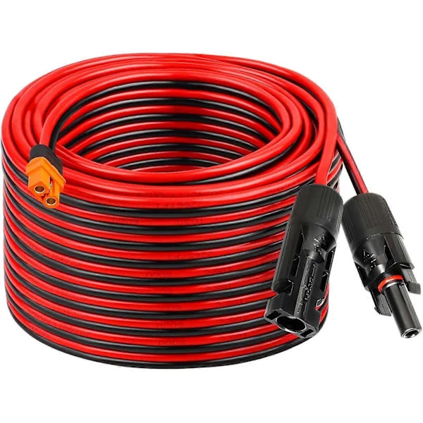 Solcell till XT60i Kabel 12AWG 20FT Solpanel till XT60i Adapterkontakt XT60i-F Förlängningskabel för Portabel Kraftstation Solcellsgenerator-FQ-