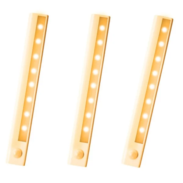 Skåpbelysning / Bänkbelysning, LED-ljuslist med rörelsesensor 3-pack Varmvit Varmvit 192