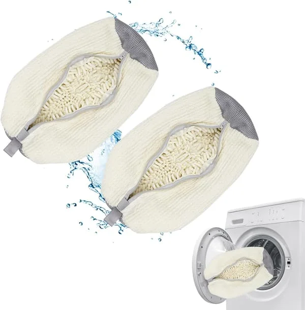 [LCS] Sneaker Washing Bag, Shoe Washing Bag, Shoe Laundry Bag for Washing Machine and Dryer (CREAM - 2 PCS)