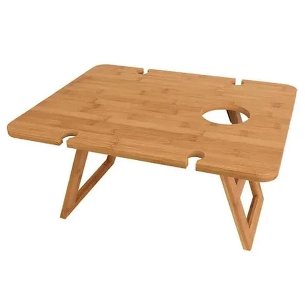 Ulkoilma-viinipiknik-pöytä, Taitettava Kannettava Puinen Leirintä-Snack-Pöytä, Sopii Viinilasien ja Pullojen Pidättämiseen 30x24cm