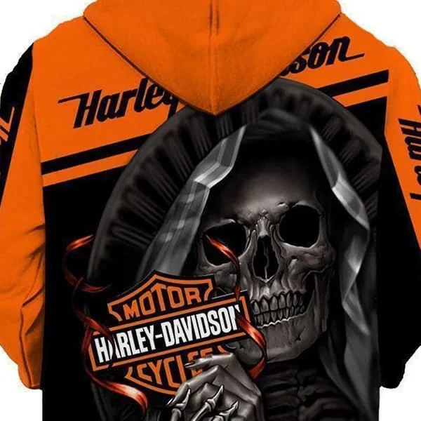 Uusi 3D Skull Harley-Davidson Huppari Paita Pusero Hupullinen Pusero Huippulaatu