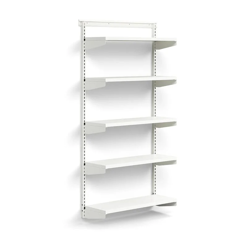 Wall shelving RELY, basic unit, sheet metal shelves, 1800x900x300 mm, white