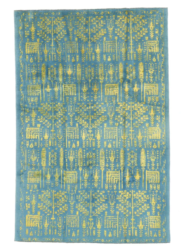Hand Knotted Contemporay Designs Rug 198X298 Oriental Wool Green/Dark Teal