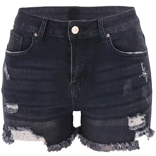 Dame Mid Rise Ripped Stretchy Jeans Shorts Casual Denim Shorts