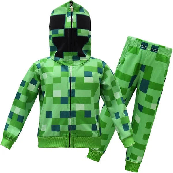 2023 Minecraft -pukeutuminen Vaatteet Isot Lapset Syksy Pitkähihainen Puku Pusero + Housut Kaksiosainen Sarja 7073