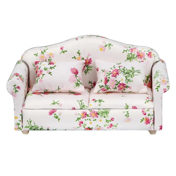1/12 Skala Dukkehus Sofa med 2-seters Sofa for Møbler Dukkehus