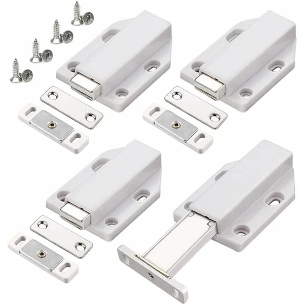 Push to Open 4 Stk. Push Open Push Dør Skab Magnetlukning til Skab Skuffesystem Magnetisk Lås Push Dør Dæmper til Skabsdør