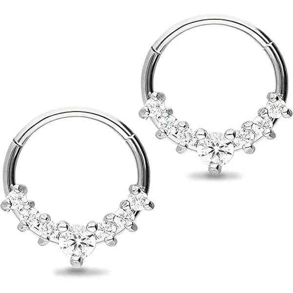 2-delt sett med 8 mm og 10 mm nesepiercing-ornamenter, hesteskoformede neseringer i rustfritt stål, egnet for nesepiercinger i a