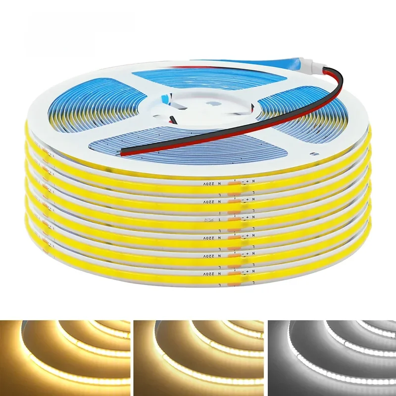 AliExpress - 5 m, 10 m, 20 m, 50 m, COB-LED-Streifen, 220 V, Flex-Band-Lampe mit IC-Chip, hohe Helligkeit, 240 LEDs, lineare Beleuchtung, RA90, warmes