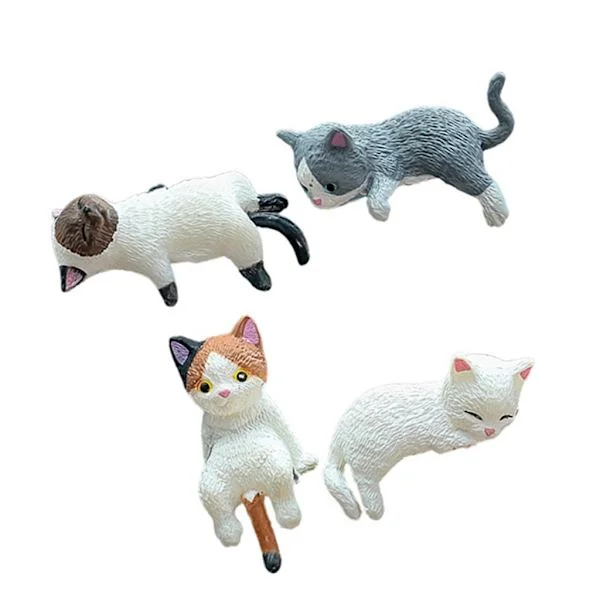 Miniatyrkattfigurer för datorskärm Hemmakontorsdekorationer 4-pack