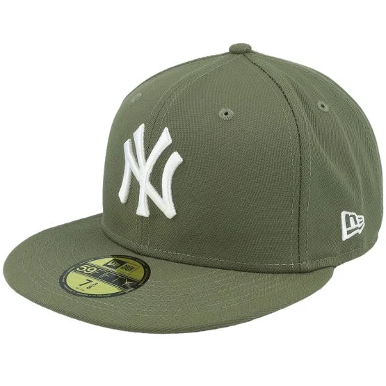 New Era - New York Yankees League Essential 59FIFTY Olive/White Fitted Fitted Green Cap - MLB @ Hatstore