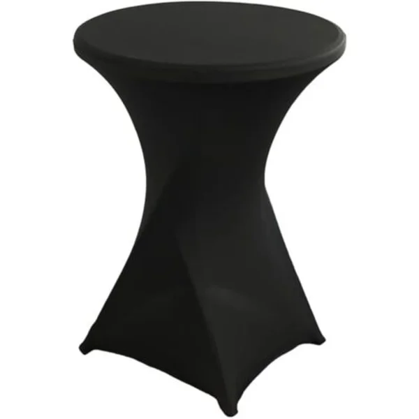 Washable Table Cover, Round High Tablecloth, Protective Tablecloth for Bar, Wedding Banquet Table, High Bistro Cocktail Table (Black, 8)